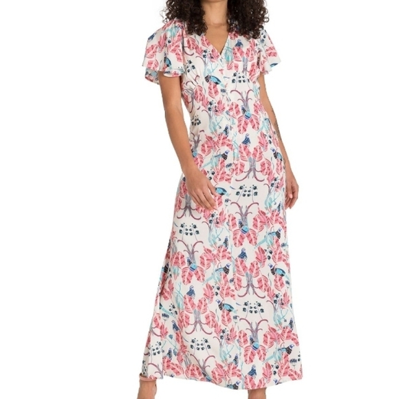Poetic Justice Peacock Print Maxi Dress Large - Picture 1 of 10
